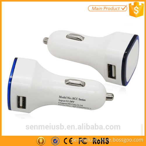 Promotional Gift Phone Car Charger 5V 2.1A 3.1A Dual USB Car Charger with Led Light